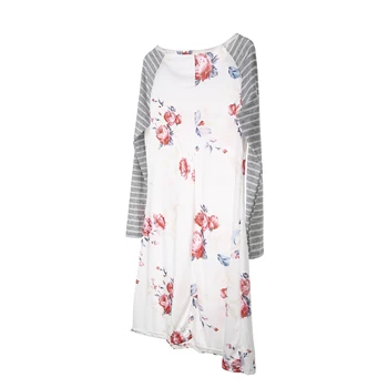 Hirigin Gėlių Derliaus Suknelės Ilgomis Rankovėmis Moterų Suknelė Dryžuota Gėlių Mini Suknelės Moterims Minkštos Medvilnės Outwear