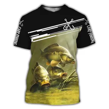 2020 Gražių Karpių Žvejyba 3D visoje Spausdinti vyrų marškinėliai Harajuku Mados Trumpas rankovės marškinėliai vasaros streetwear Unisex marškinėlius