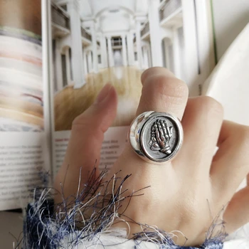 LouLeur 925 sterlingas sidabro malda žiedai, sidabro rankas turas kūrybinio derliaus aukštos kokybės naujas Japonija Korėja stiliaus žiedai, papuošalai