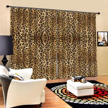 Nuotrauka Užsakymą Paprastas Stilius Laukinių Animald Leopard Užuolaidos, Vaikų kambario, Miegamojo Blackout Lango Užuolaidos Rinkiniai (Kairės ir Dešinės Pusės)