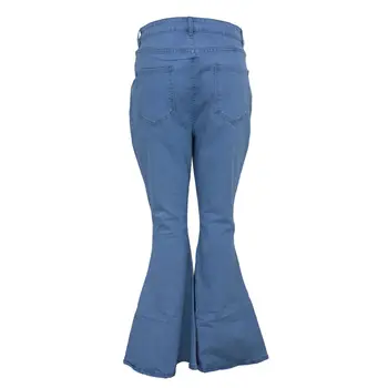 5XL plius dydis riebalų aukšto juosmens atsitiktinis džinsai išplautą nelaimę ruožas slim džinsus sexy office lady džinsinio audinio kelnės flare kelnės