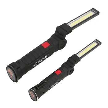 1*COB LED Šviesos su Magnetu Nešiojamas Žibintuvėlis Lauko Kempingas Darbo Žibintuvėlis, USB Įkraunama integruota Baterija