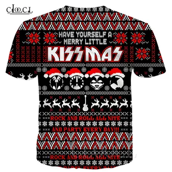 Kalėdų Kostiumai Heavy Metal Rock KISS Juosta Marškinėliai Vyrams, Moterims 3D Spausdinimo Hip-Hop T-shirt Viršuje Streetwear Megztinis Marškinėliai homme