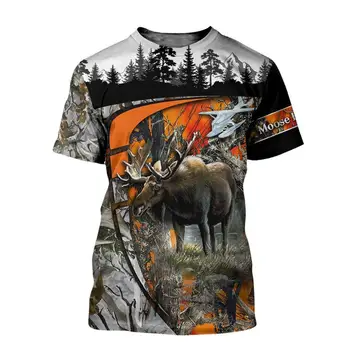 Gyvūnų Medžioklė, elnių 3D Atspausdintas vyrų marškinėliai Harajuku Mados Trumpas rankovės marškinėliai vasaros streetwear Unisex marškinėlius viršūnes LK-3