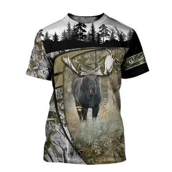 Gyvūnų Medžioklė, elnių 3D Atspausdintas vyrų marškinėliai Harajuku Mados Trumpas rankovės marškinėliai vasaros streetwear Unisex marškinėlius viršūnes LK-3