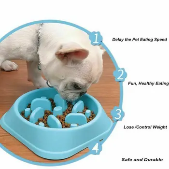 Anti-Droselis šunelis Dubenį Lėtai Finansuojančiojo Plastiko Vidutinių Šunų Būdos Mėlyna Žalia Rausva Anti Slip patiekalą už Šuniuką katė