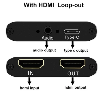 USB c tipo HDMI Audio Video Capture Card Prietaiso 4k30hz HD 1080P 30Hz Live Stream Žaidimas Surinkimo Win8 