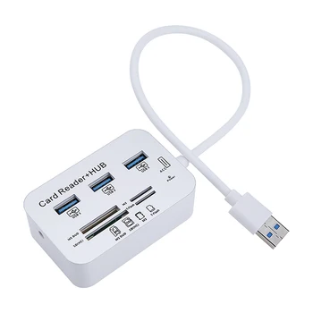 3 jungtys, Atminties Kortelių Skaitytuvą, USB 3.0 Hub Adapteris Priedai 7-In-1 5Gbps Greitai Perkelti Su Maitinimo Kabelis Parama MS, SD M2 TF