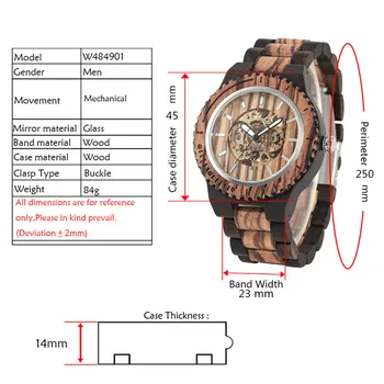 REDFIRE Medienos Žiūrėti Mechaninė Automatinė Mediniai vyriški Laikrodžiai Natūralaus Medžio Vyrų Laikrodis Lankstymo Sagtimi Visas Medinių Savęs Likvidavimo Žiūrėti