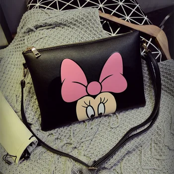 Disney Mickey Vystyklų Krepšys Pečių Maišą Minnie Animacinių filmų Krepšys PU mados lady moterys lauko kelionių messenger dygsnio krepšys