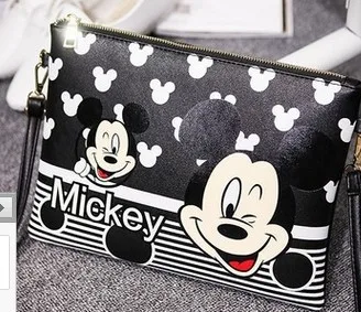 Disney Mickey Vystyklų Krepšys Pečių Maišą Minnie Animacinių filmų Krepšys PU mados lady moterys lauko kelionių messenger dygsnio krepšys