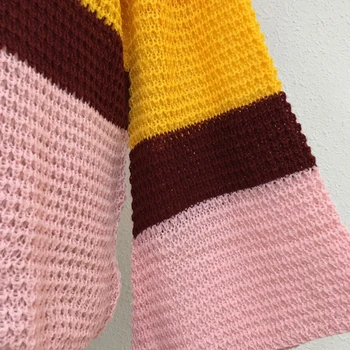 Siskakia Moterų Megztinis Megztinis Ilgas Mados Dryžuotas Vaivorykštės Spalvų Bloko megzti Viršūnes Prarasti Plius Dydis Streetwears Rudenį 2019