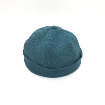 2020 M., Stilingas Yuppie Velvetas Kalpokių Blue Vintage Bžūp Hip-Hop Hat Be Skydelis Lankstymo Manžetai Beanies
