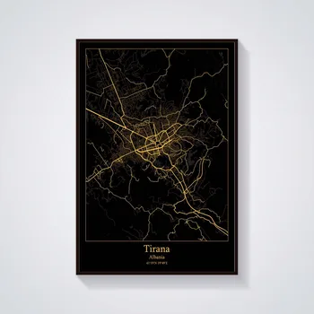 Tiranoje (Albanija Žemėlapis Plakatas