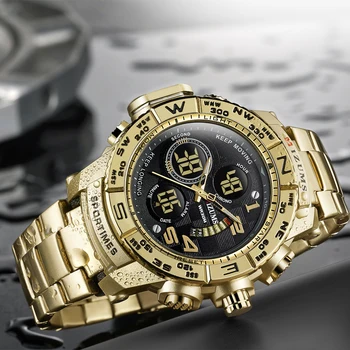 Relogio Masculino 2020 Aukso Laikrodis Vyrams, Prabangos Prekės Aukso Karinių Vyrų Žiūrėti Vandeniui Full Steel Sporto Skaitmeninis Laikrodis