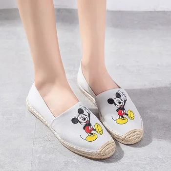 Disney Mickey žvejo batai mergaitės pavasarį, vasarą, naujas šiaudų atsitiktinis drobė batai patogus ir kvėpuojantis laukinių studentų batai