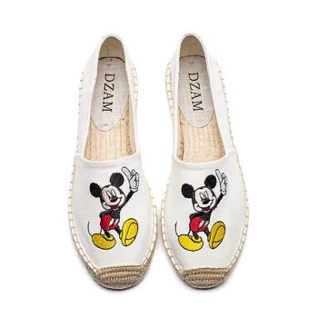 Disney Mickey žvejo batai mergaitės pavasarį, vasarą, naujas šiaudų atsitiktinis drobė batai patogus ir kvėpuojantis laukinių studentų batai