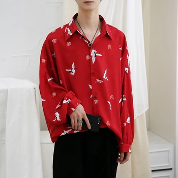 2019 Vyrų Spausdinimo Havajų Mens Mados Tendencija Marškinėliai Prekės Marškinius Vyras Banga ilgomis Rankovėmis Prarasti 9 Spalvos Aukštos kokybės Marškinėliai S-XL