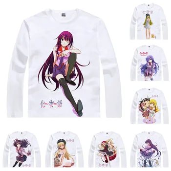 Coolprint Anime Marškinėliai Bakemonogatari Nisemonogatari T-Shirts Ilgai Hitagi Senjyogahara Mayoi Hachikuji Cosplay Kawaii Marškinėliai