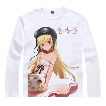 Coolprint Anime Marškinėliai Bakemonogatari Nisemonogatari T-Shirts Ilgai Hitagi Senjyogahara Mayoi Hachikuji Cosplay Kawaii Marškinėliai