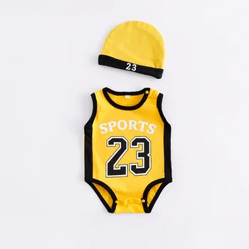 Vasaros sporto atsitiktinis kūdikių drabužiai medvilnės kostiumas vyriškos lyties kūdikių drabužiai 23 sporto jumpsuit + hat baby 2 vnt
