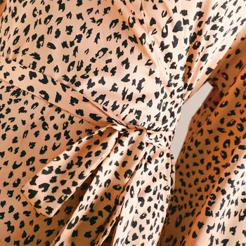 Seksualus, Moterų Ilgas Chalatas Su Kišenėje Leopardas Spausdinti Padažu Šilkiniai Satino Pižamą Suknelė Viskozė Chalatas Kimono Naktį Suknelė