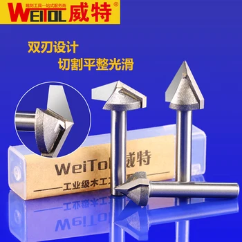 WeiTol 5A CNC 60 90 120 150 Laipsnių 3D V Tipo Frezos 3D V Bitai Graviravimas Įrankiai, Graviravimas Mašina, 2 fleitos medienos apdirbimo įrankius