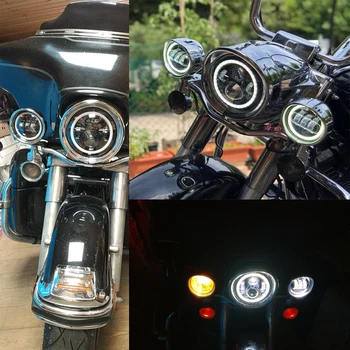 Motociklo 7 colių Moto DRL Halo LED Žibintai, 4.5