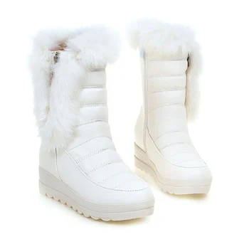 2019 Nauji žieminiai auliniai batai, slidinėjimo batai sniego moterų batai pliušinis šiltas storas XL baltos spalvos su užtrauktuku batai šilti batai Botas de nieve de moda