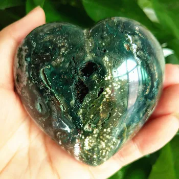 Natūralus jūros jaspio akmens, jūros perlas širdies krištolo akmens mineralinė pavyzdys kristalų ston