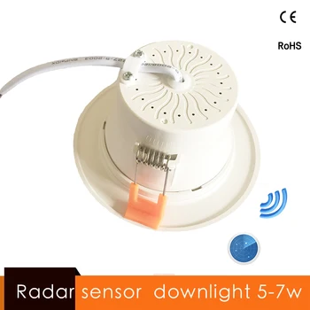 Radaro Judesio Jutiklis LED Downlight 5W 7W Apvalus Įleidžiamas Lempos 90-260v 110/220V Led Lemputė kambarį tyrimas miegamasis Patalpų eilėje