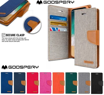 Gyvsidabrio Goospery Originalus Drobės Dienoraštis Piniginės Džinsinio Stendo Flip Cover Case For Samsung Galaxy Note 10 plius Pastaba 10+