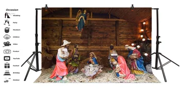 Laeacco Kristaus Gimimo Scena Jėzaus Gimimo Kalėdų Religinių Tvarto Avis Fotografijos Fone Fotografijos Backdrops Fotostudija