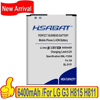HSABAT 6400mAh BL-51YF BL-51YH Baterija LG G4 H811 H810 VS999 V32 VS986 LS991 F500 F500S F500K F500L H815 H81 H818 H819
