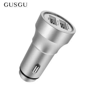 GUSGU Dvigubas USB Automobilinis Įkroviklis, Skirtas Samsung iPhone 3.1 Mini Travel Telefono Įkroviklis Adapteris Mobilaus Telefono Aliuminio Lydinys