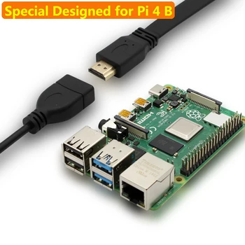 Aviečių Pi 4 HDMI Laidas, Micro HDMI į HDMI Female (HDMI moterį, Micro HDMI Male) Adapteris Aviečių Pi 4 Modelis B, Pi 4b