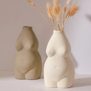 1PC Modernus Gėlių Dervos Vazos 3D Kūno Meno Krūtinė Statula Vaza Stalo Dekoro ir Namų Puošybai