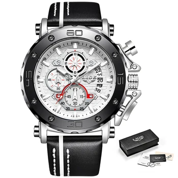 LIGE 2020 NAUJO Prabangaus Prekės ženklo Vyrai Karinės Sporto Laikrodžiai vyriški Kvarcas Laikrodžio Odinis Dirželis atsparus Vandeniui Data, Laikrodis Reloj Hombre