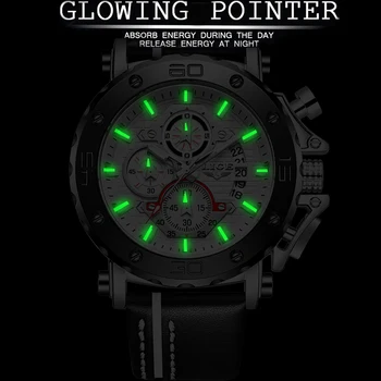 LIGE 2020 NAUJO Prabangaus Prekės ženklo Vyrai Karinės Sporto Laikrodžiai vyriški Kvarcas Laikrodžio Odinis Dirželis atsparus Vandeniui Data, Laikrodis Reloj Hombre