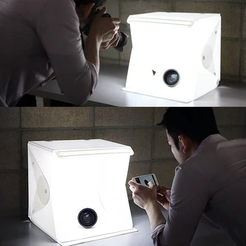 Nešiojamų Foto Studija Fotografavimo Palapinę,16 Colių Mažas Sulankstomas LED Šviesos Lauke Softbox Rinkinys su 4 Spalvų Backdrops Fotografijos, Bu