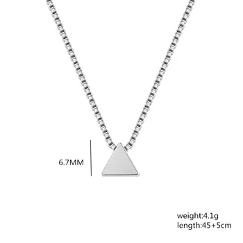 Karšto naujas 925 sterlingas sidabro trikampis karoliai moterų korėjos mažų šviežių geometrinis trikampis pakabukas papuošalai GN619