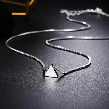 Karšto naujas 925 sterlingas sidabro trikampis karoliai moterų korėjos mažų šviežių geometrinis trikampis pakabukas papuošalai GN619