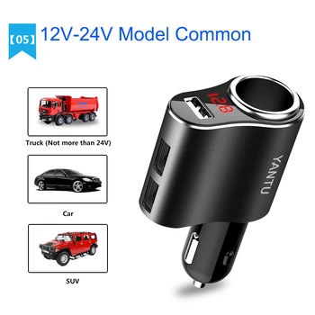 3 USB 1 Būdas Auto Lizdą Automobilio Žiebtuvėlio Adapteris, Splitter Lengvesni 5V 3.1 A Išėjimo Galia Automobilių Mokestis, kurio įtampa ekranas