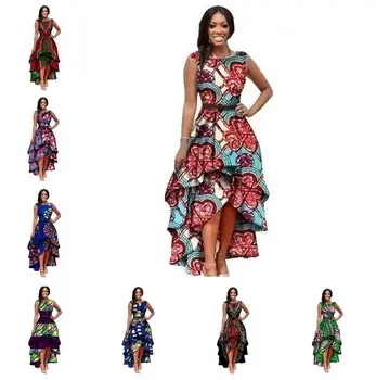 Afrikos Suknelės Poliesteris Tradicinių Afrikos Drabužių Laikas-ribotas Nekilnojamojo 2019 Didelis Sūpynės Juosmeniu be Rankovių Suknelė Moterims Spausdinti