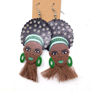 Nemokamas Pristatymas!Afro Moterų Mediniai Auskarai gali sumaišyti 5 spalvų