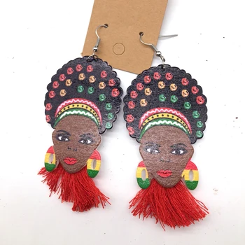 Nemokamas Pristatymas!Afro Moterų Mediniai Auskarai gali sumaišyti 5 spalvų