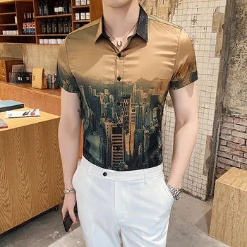 2020 Didelis Dydis 3D Spausdinimo Vyrų Marškinėliai trumpomis Rankovėmis Atsitiktinis Slim Fit Suknelė Marškinėliai Streetwear Socialinės Palaidinė Mados Vyrų Drabužiai Camisa