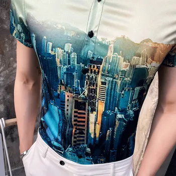 2020 Didelis Dydis 3D Spausdinimo Vyrų Marškinėliai trumpomis Rankovėmis Atsitiktinis Slim Fit Suknelė Marškinėliai Streetwear Socialinės Palaidinė Mados Vyrų Drabužiai Camisa