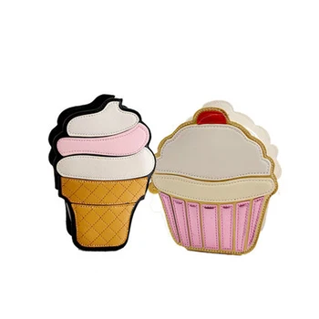 Naujas Mielas Animacinių filmų Moterų Ledų Cupcake Mini Krepšiai PU Oda Mažas Grandinės Sankabos Crossbody Mergina Petį krepšys 607