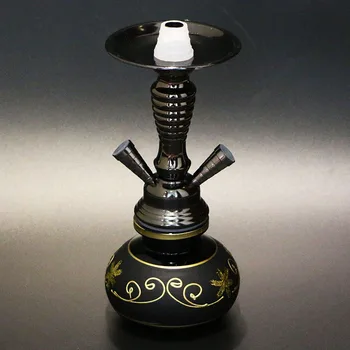Atgaivinti Juodas Kaljanas Nustatyti Dvigubo Žarnos Stiklo Shisha 28cm Chicha Keramikos Dubenėlį Vandens pypkės Rūkymas